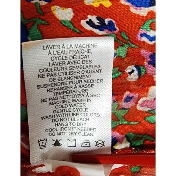 Rachel Zoe Red Floral High Neck Smock Sleeve Blouse Multicolor Red Size Medium - Picture 11 of 12